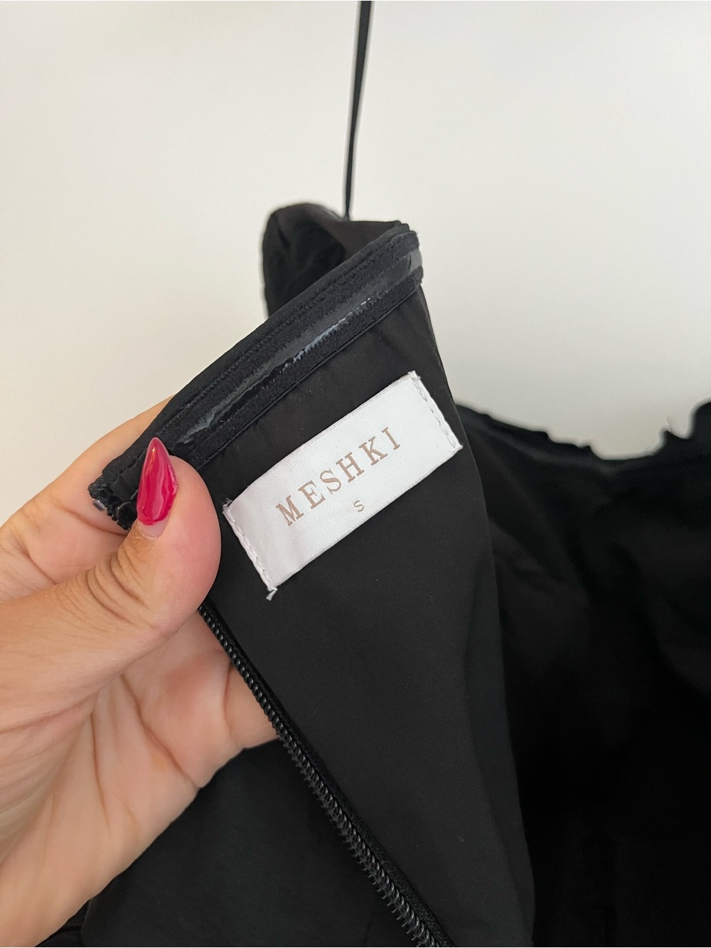 Meshki Strapless Black Tea-Length Dress with Floral Appliqué - Picture 6 of 6